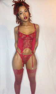 Floral Lace Semi Sheer Lingerie Set