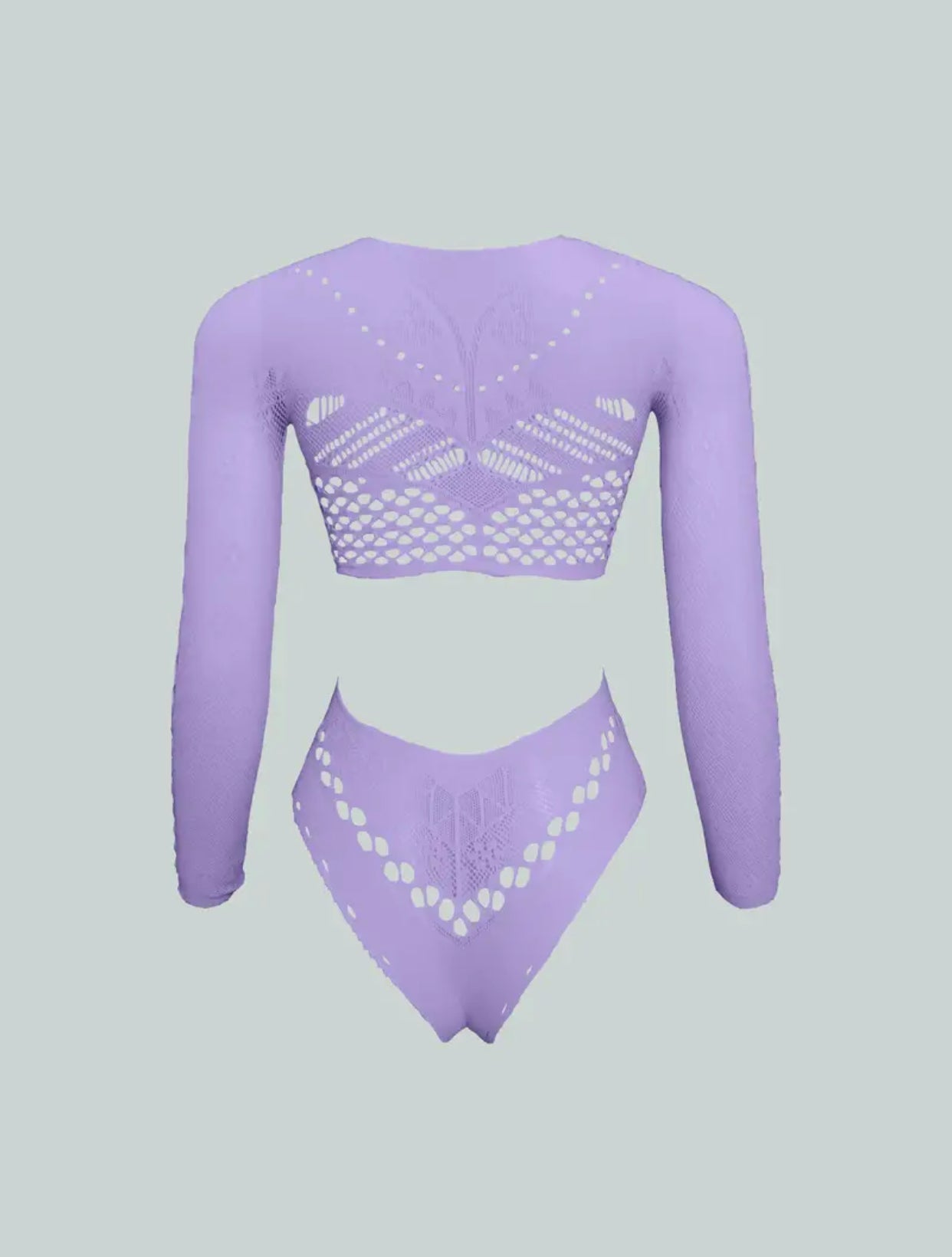 Long Sleeve Crop Top Lingerie Set