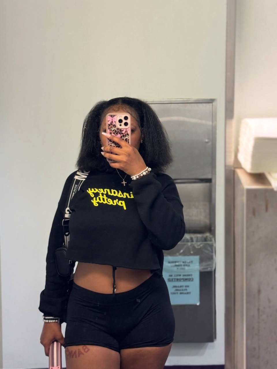 Insanely Pretty Crop Hoodie (Yellow Logo)