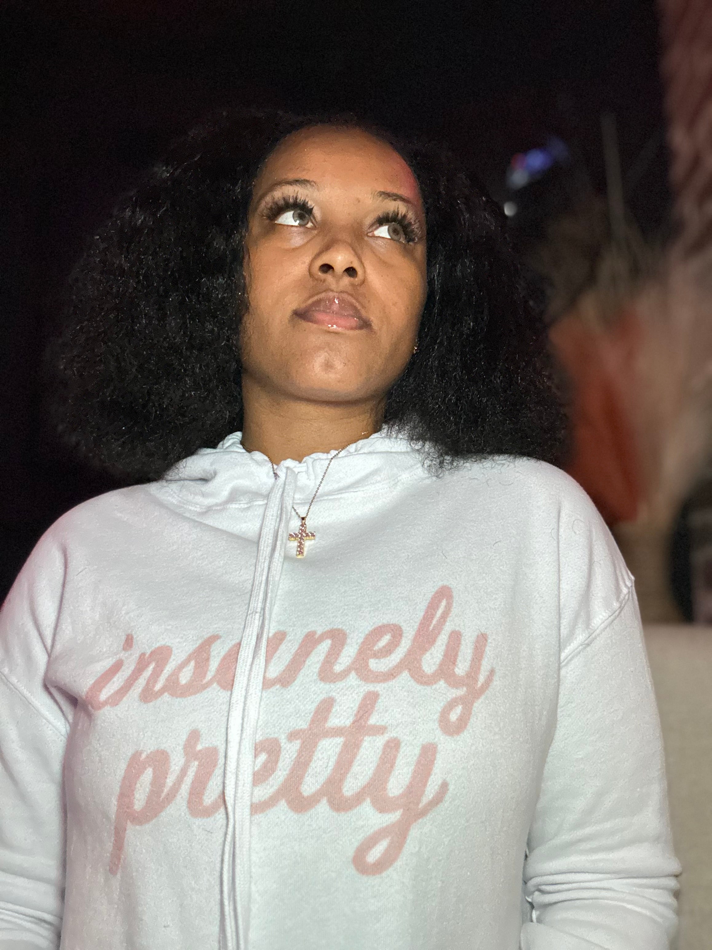 Insanely Pretty Crop Hoodie (Pink Logo)