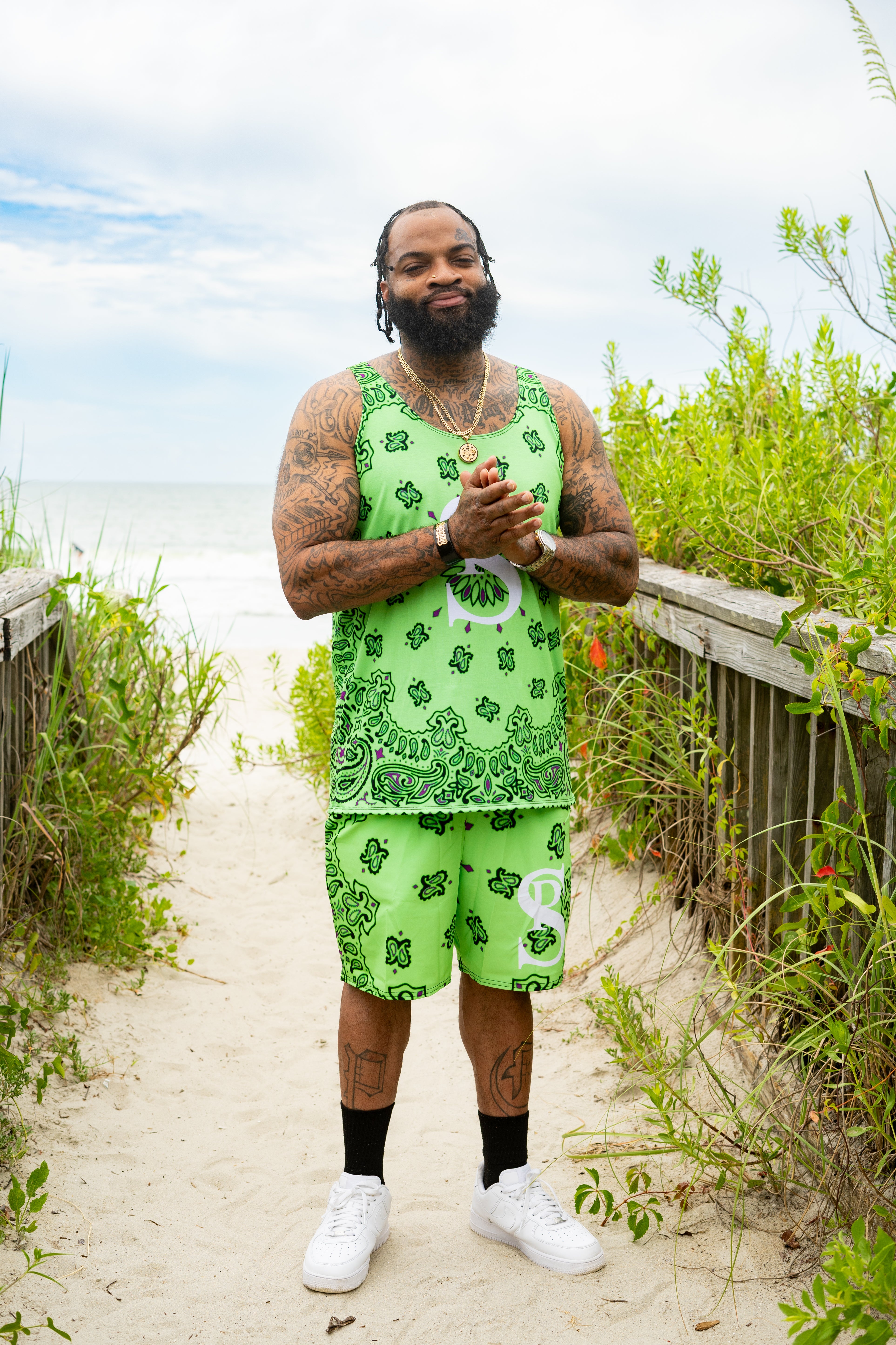 Classic Bandana Swimming Trunks "North Texas Mean Green"