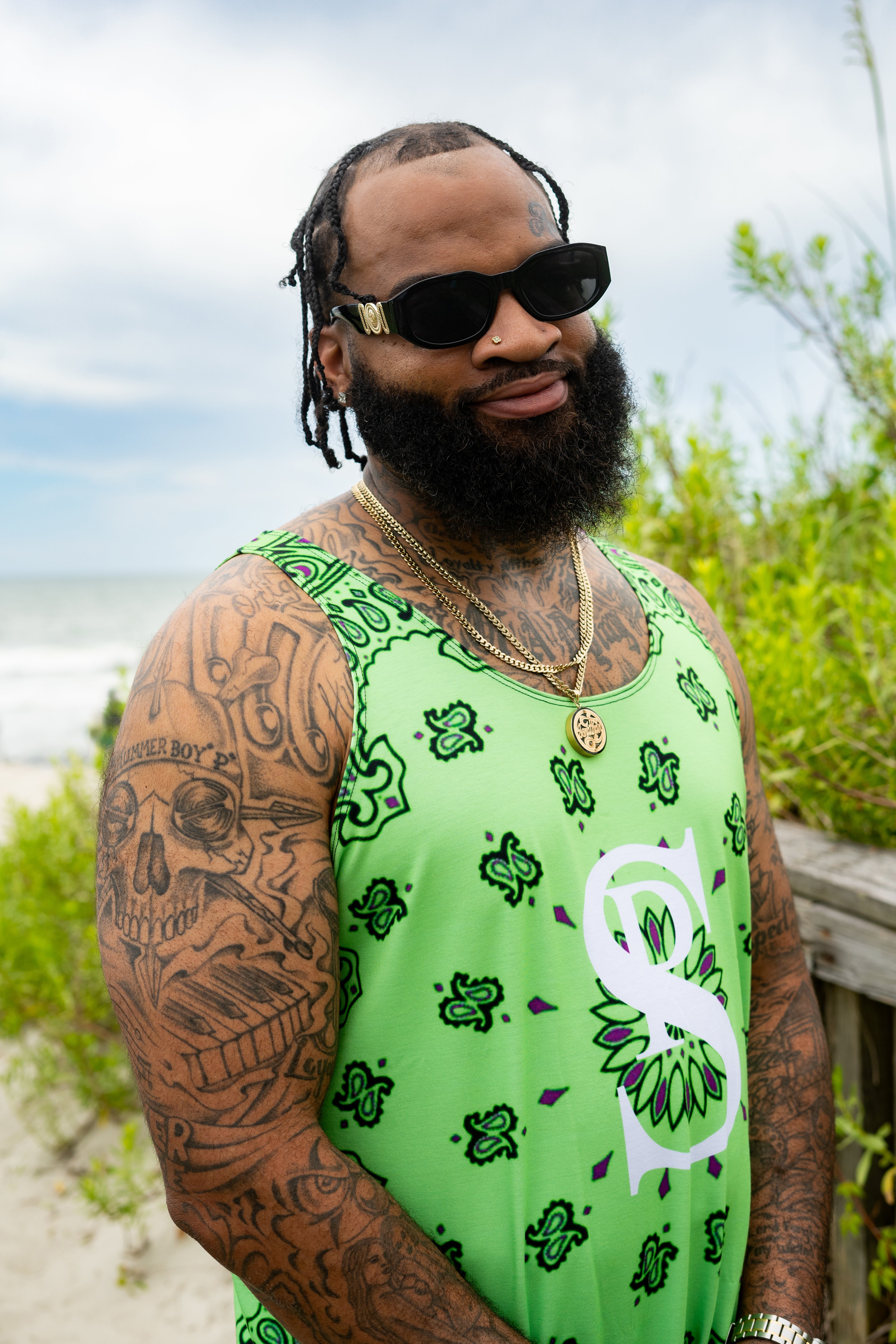 Classic Bandana Swimming Trunks "North Texas Mean Green"