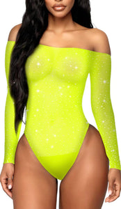 Sparkle Rhinestone Fishnet Bodysuit