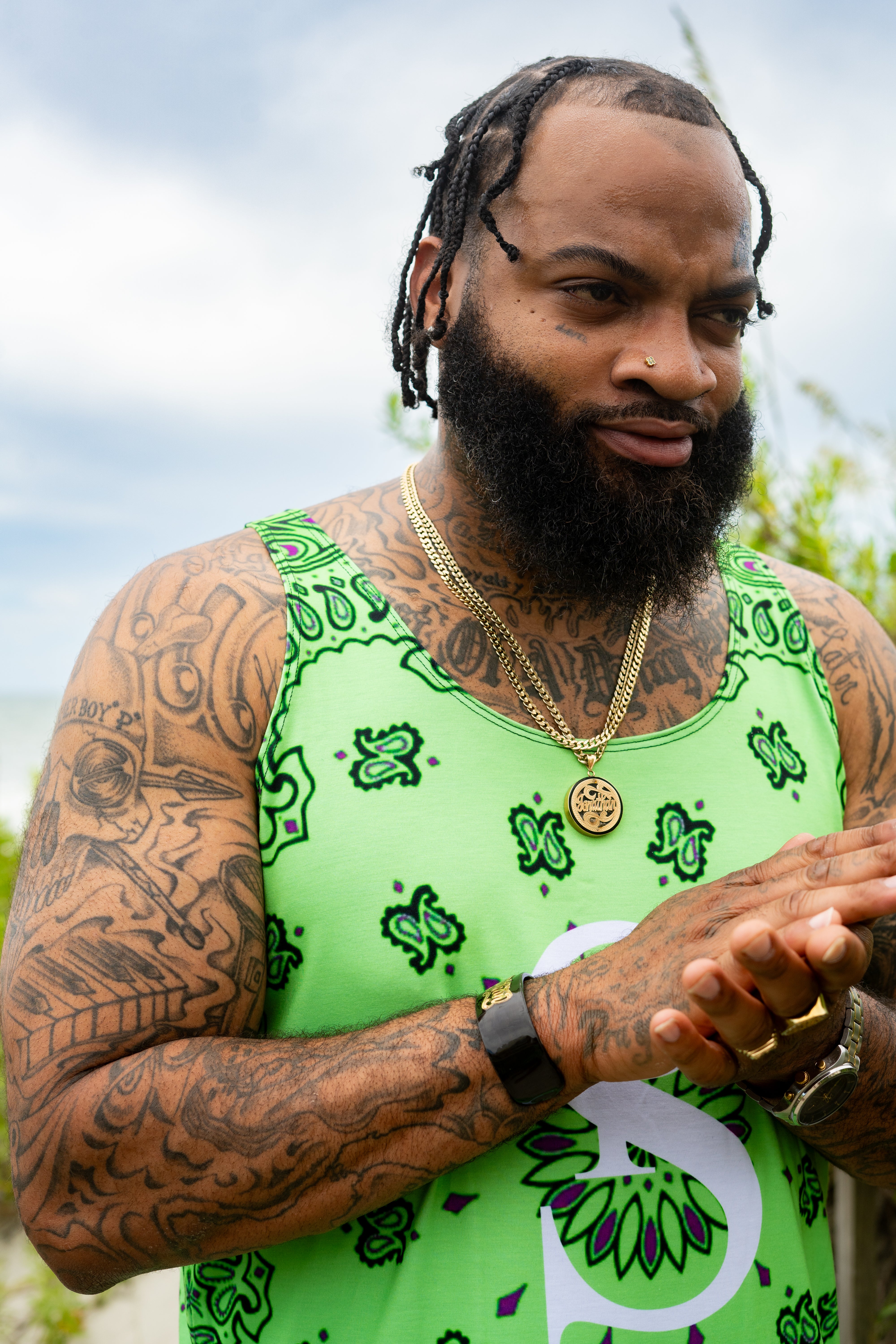 Classic Bandana Swimming Trunks "North Texas Mean Green"