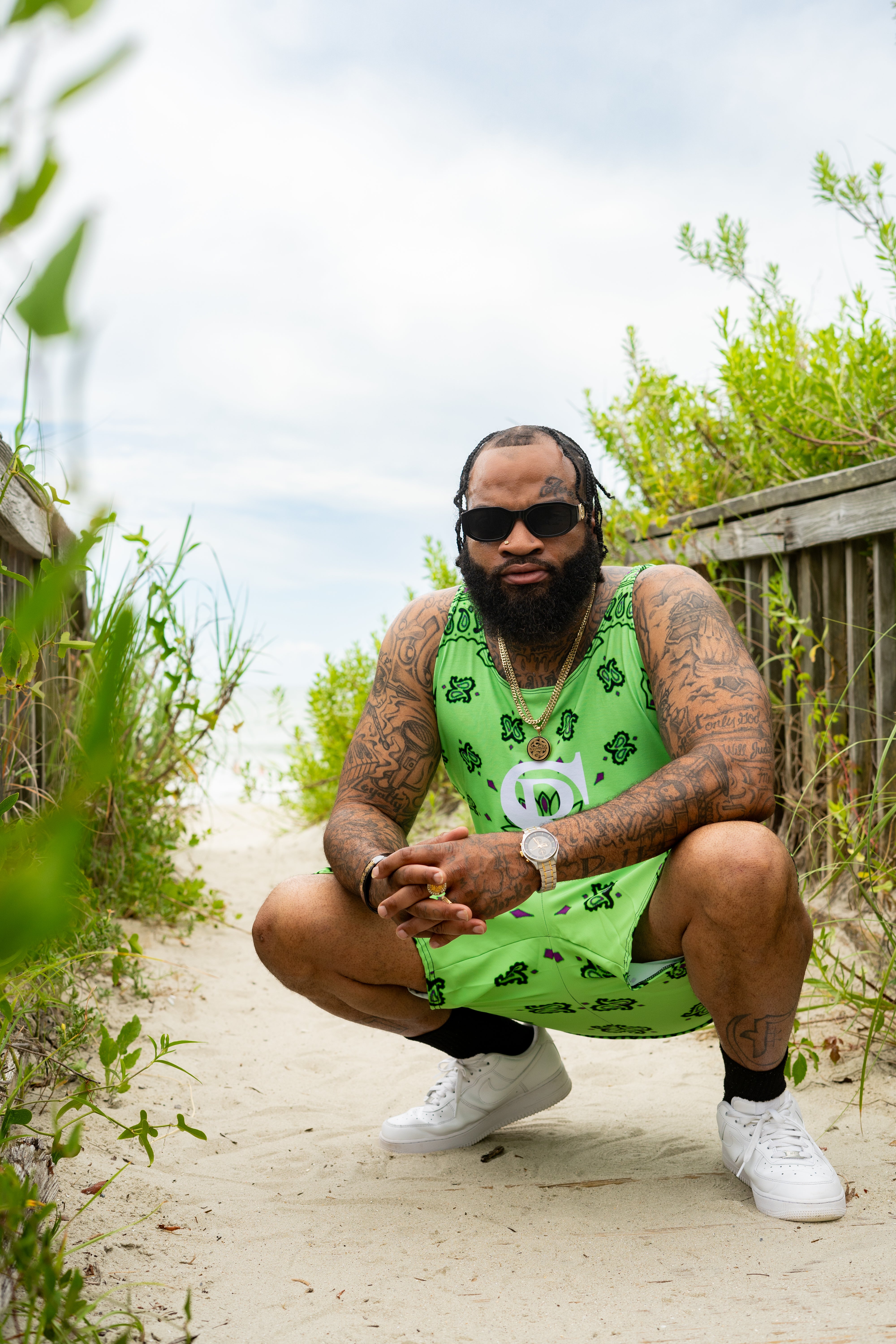 Classic Bandana Swimming Trunks "North Texas Mean Green"