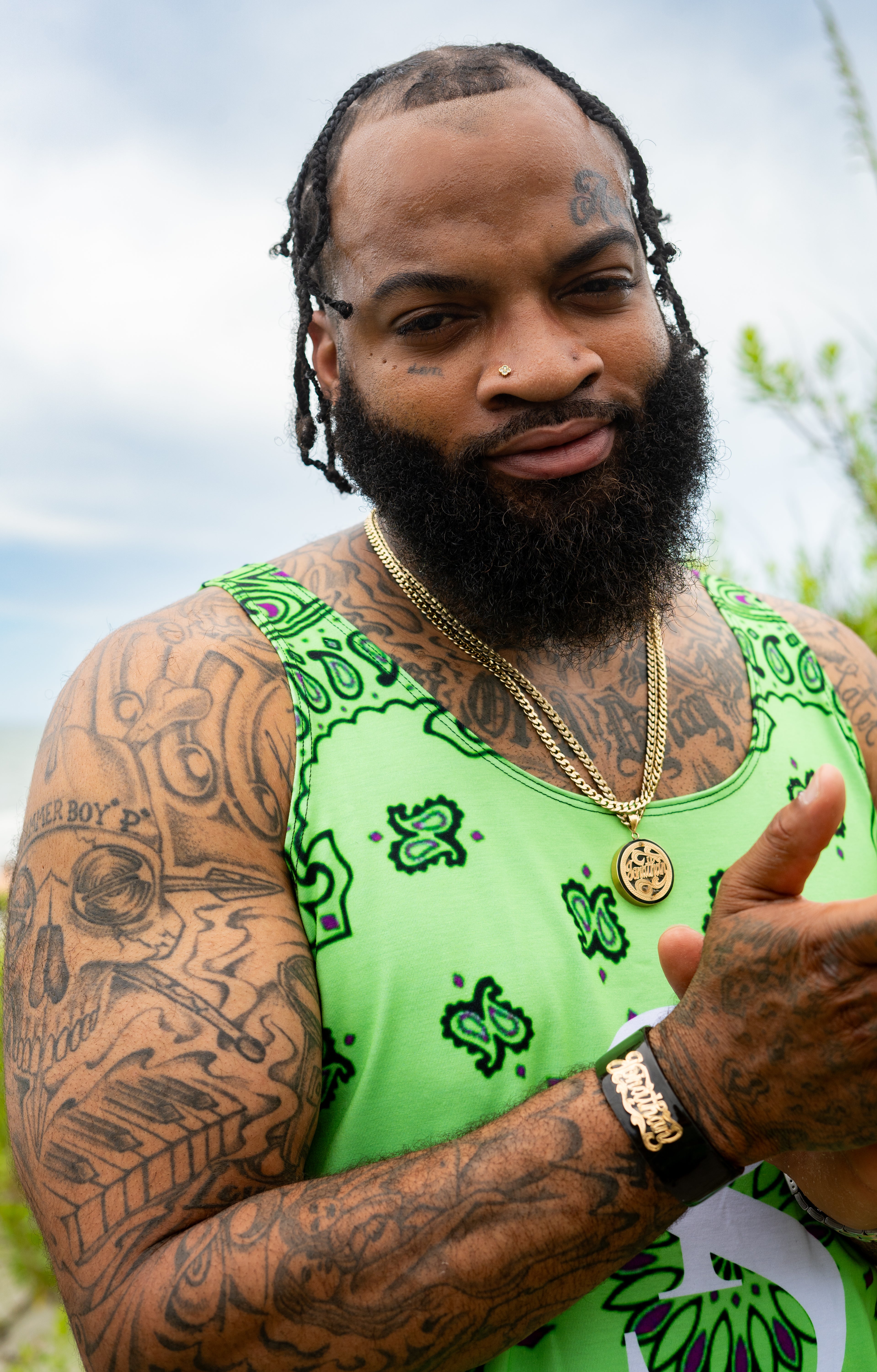Classic Bandana Swimming Trunks "North Texas Mean Green"