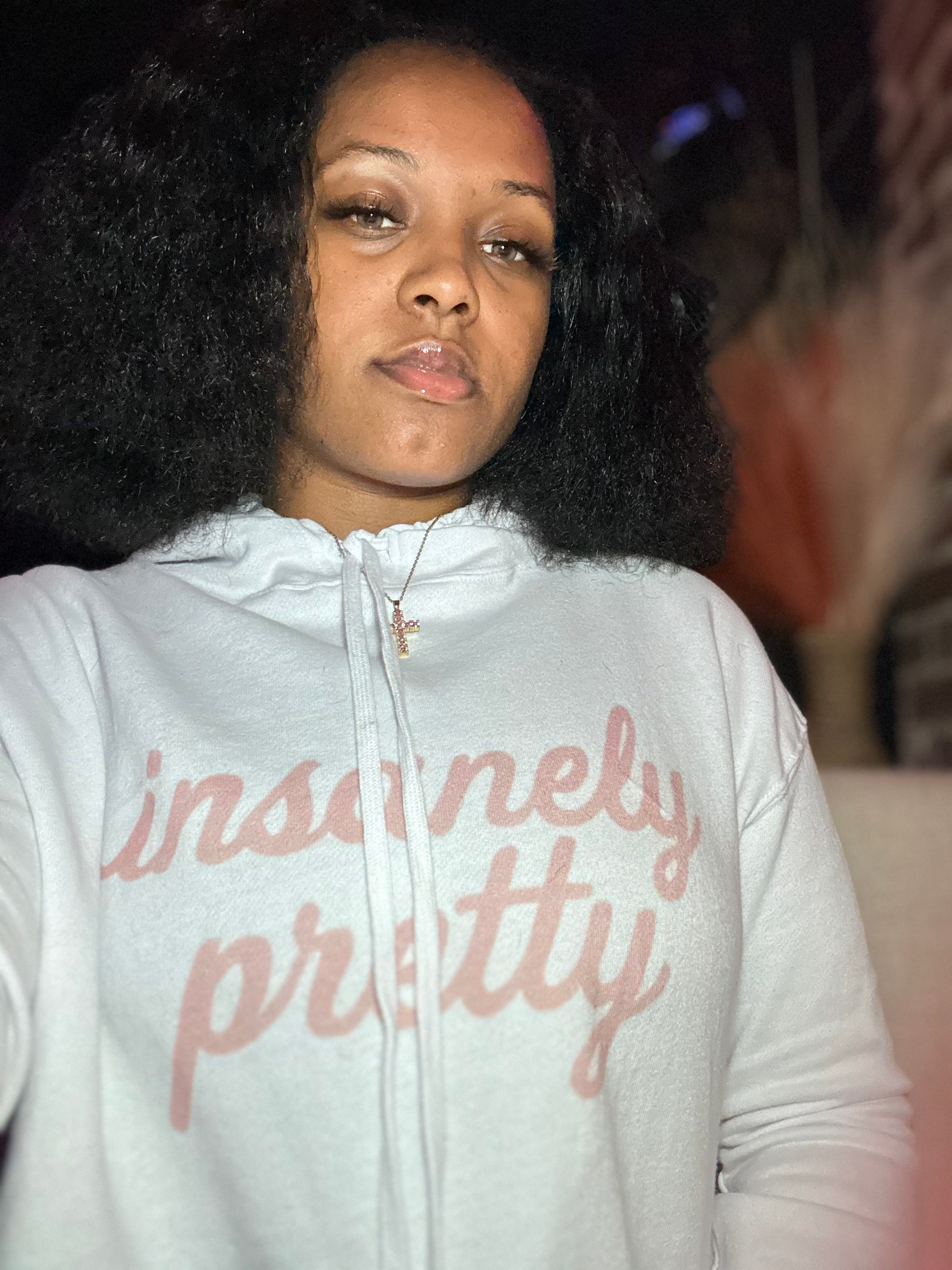Insanely Pretty Crop Hoodie (Pink Logo)