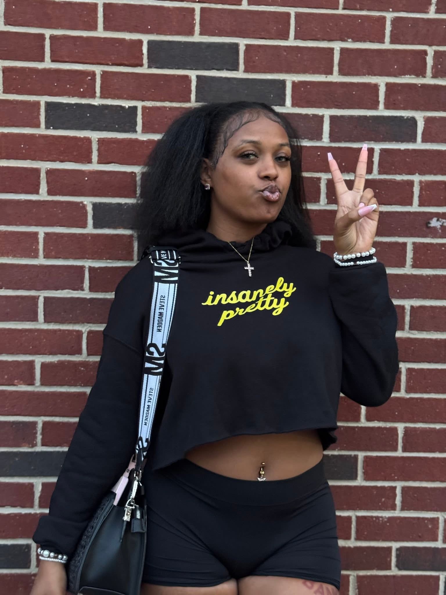 Insanely Pretty Crop Hoodie (Yellow Logo)