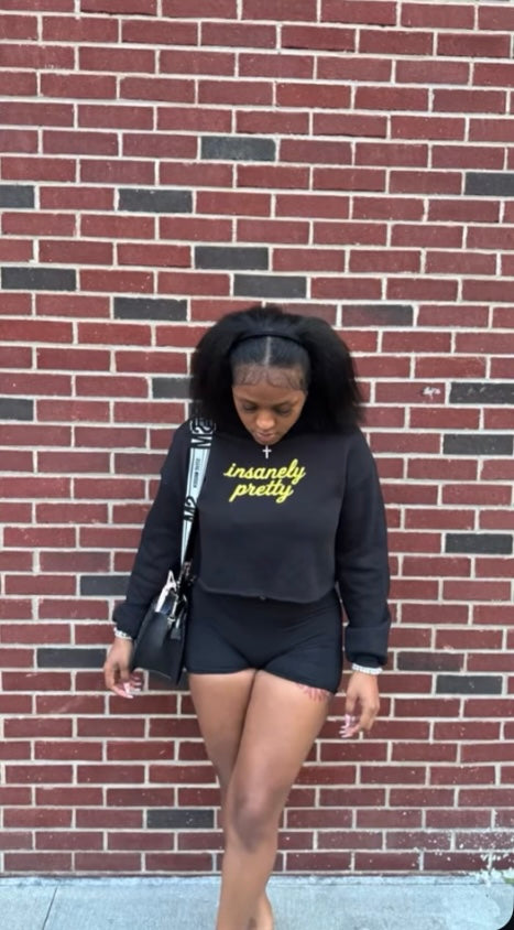 Insanely Pretty Crop Hoodie (Yellow Logo)