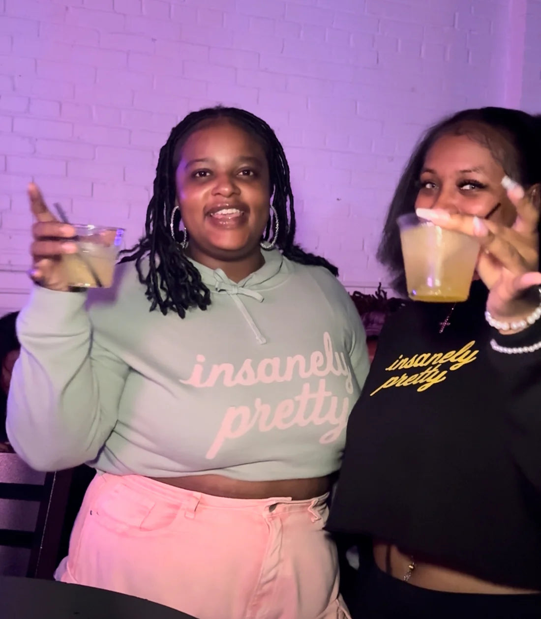 Insanely Pretty Crop Hoodie (Pink Logo)