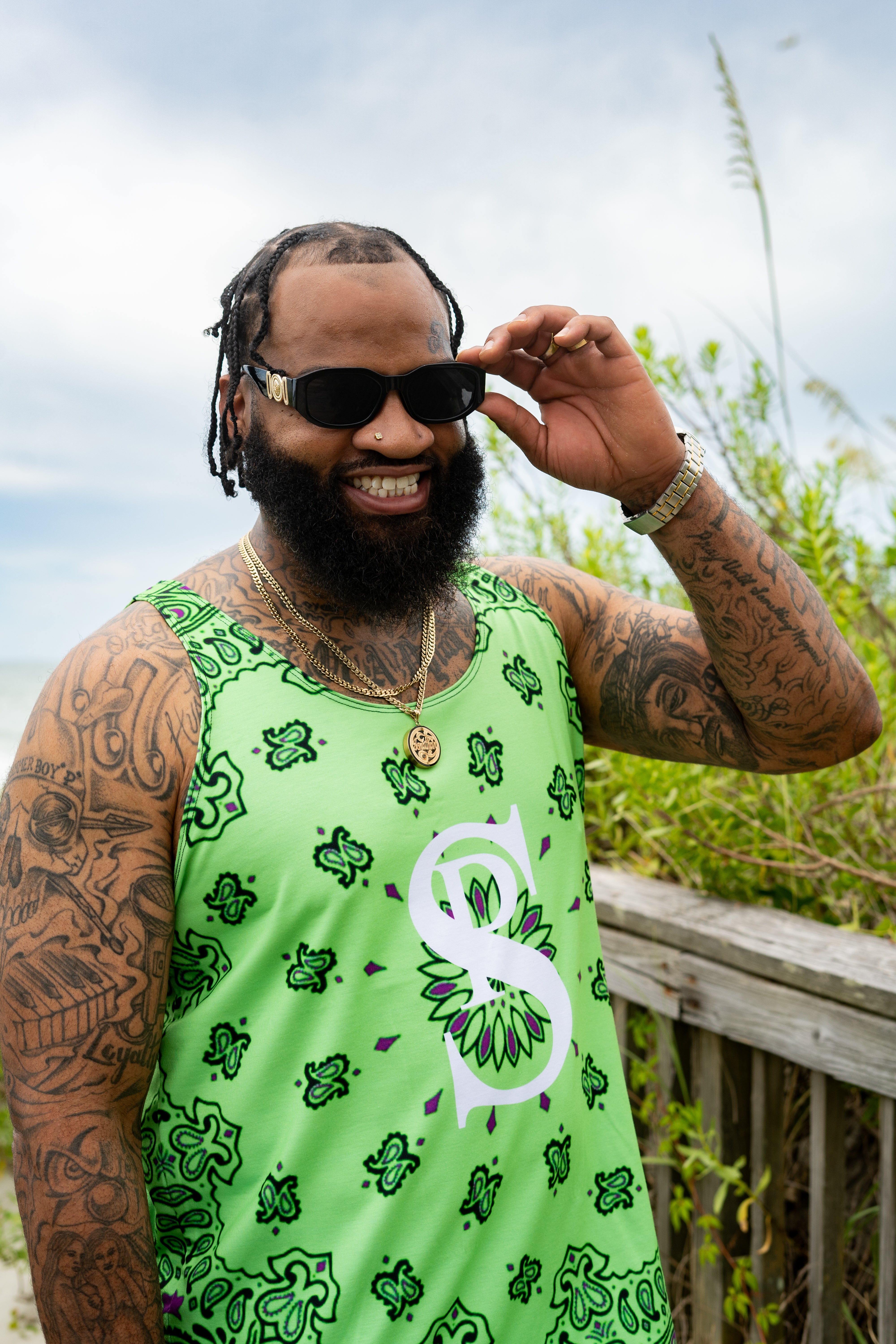 Classic Bandana Swimming Trunks "North Texas Mean Green"