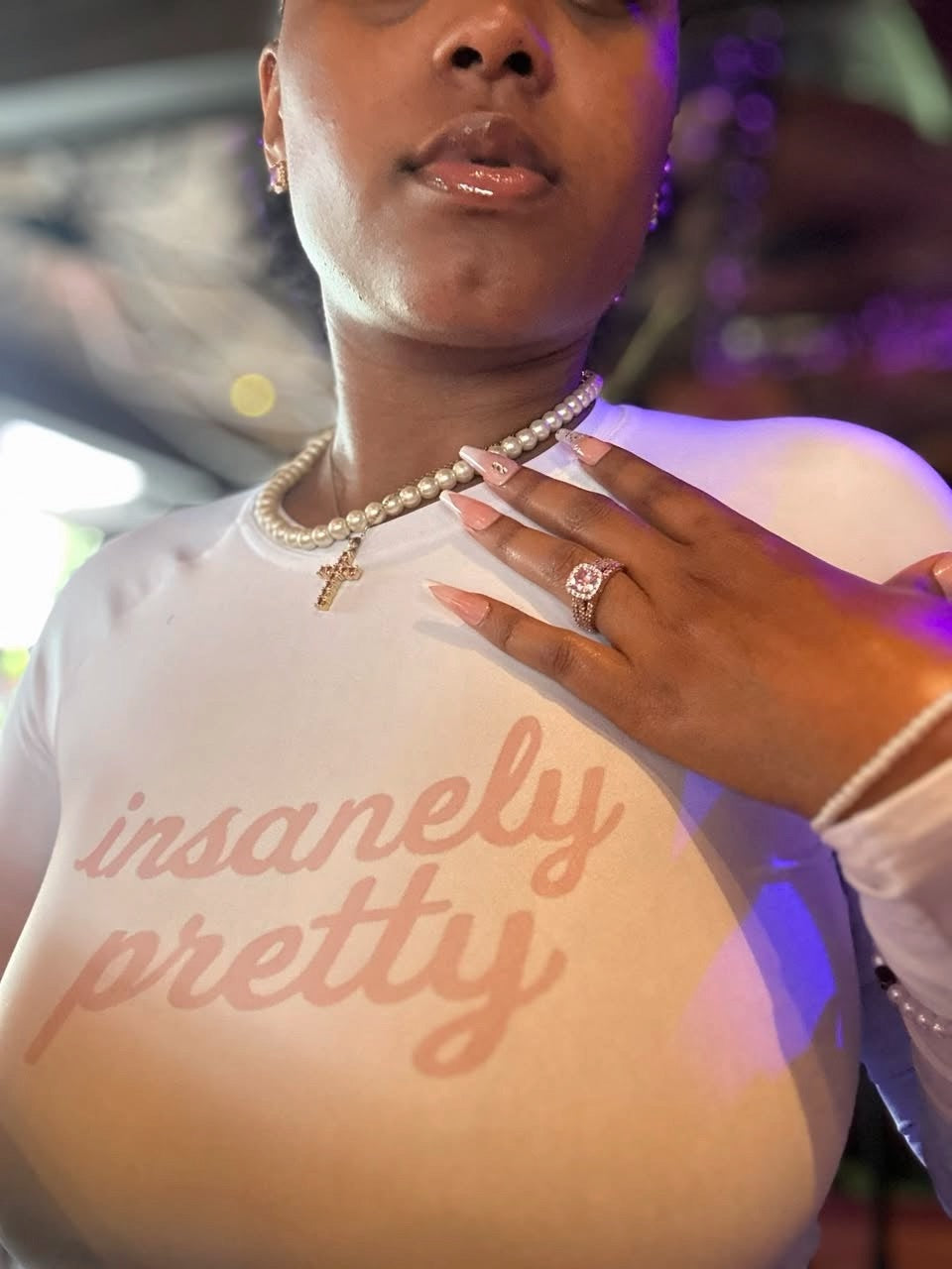 Long Sleeve Crop Top "White"