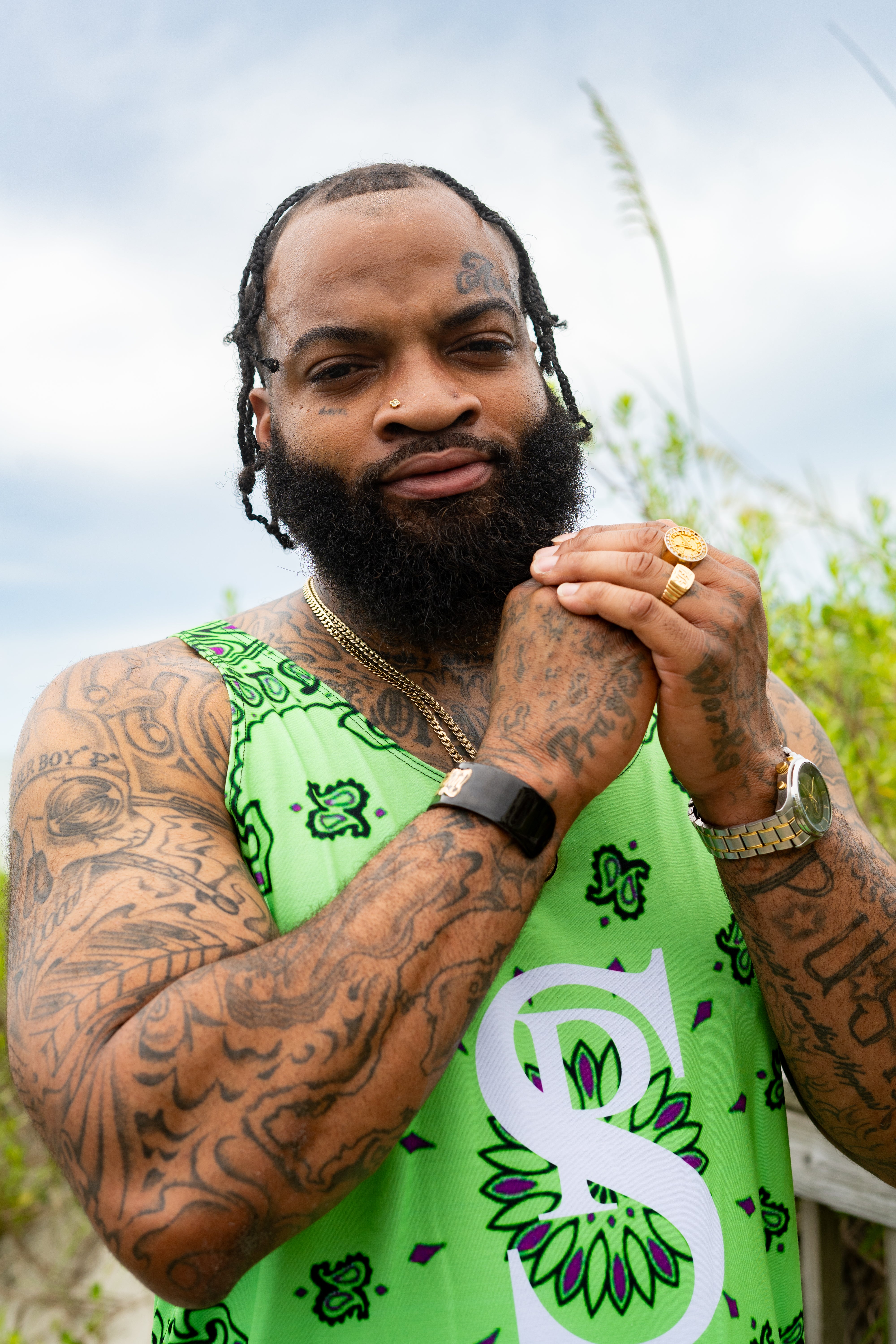 Classic Bandana Swimming Trunks "North Texas Mean Green"