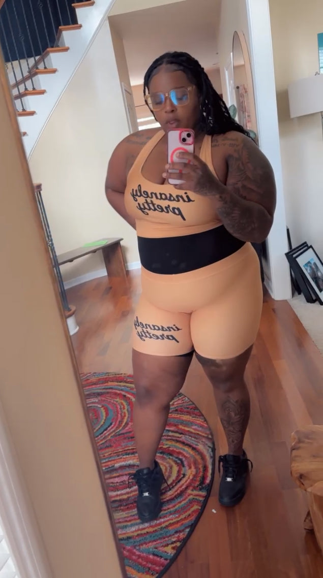 Insanely Pretty Sports Bra (Bikers Short Set) "Nude"