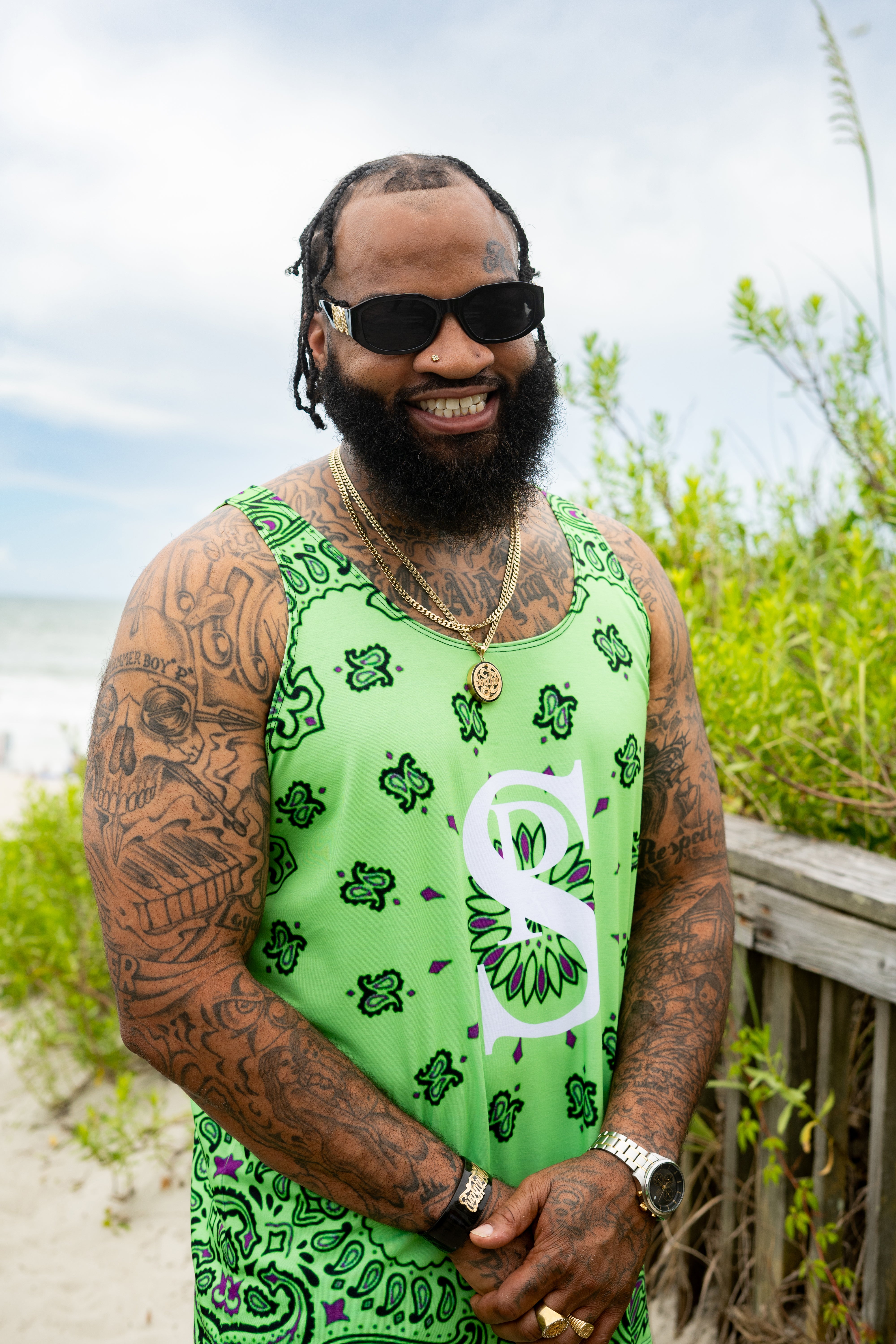Classic Bandana Swimming Trunks "North Texas Mean Green"