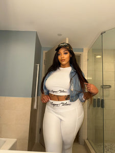 Ari Long Sleeve Crop Top “White”