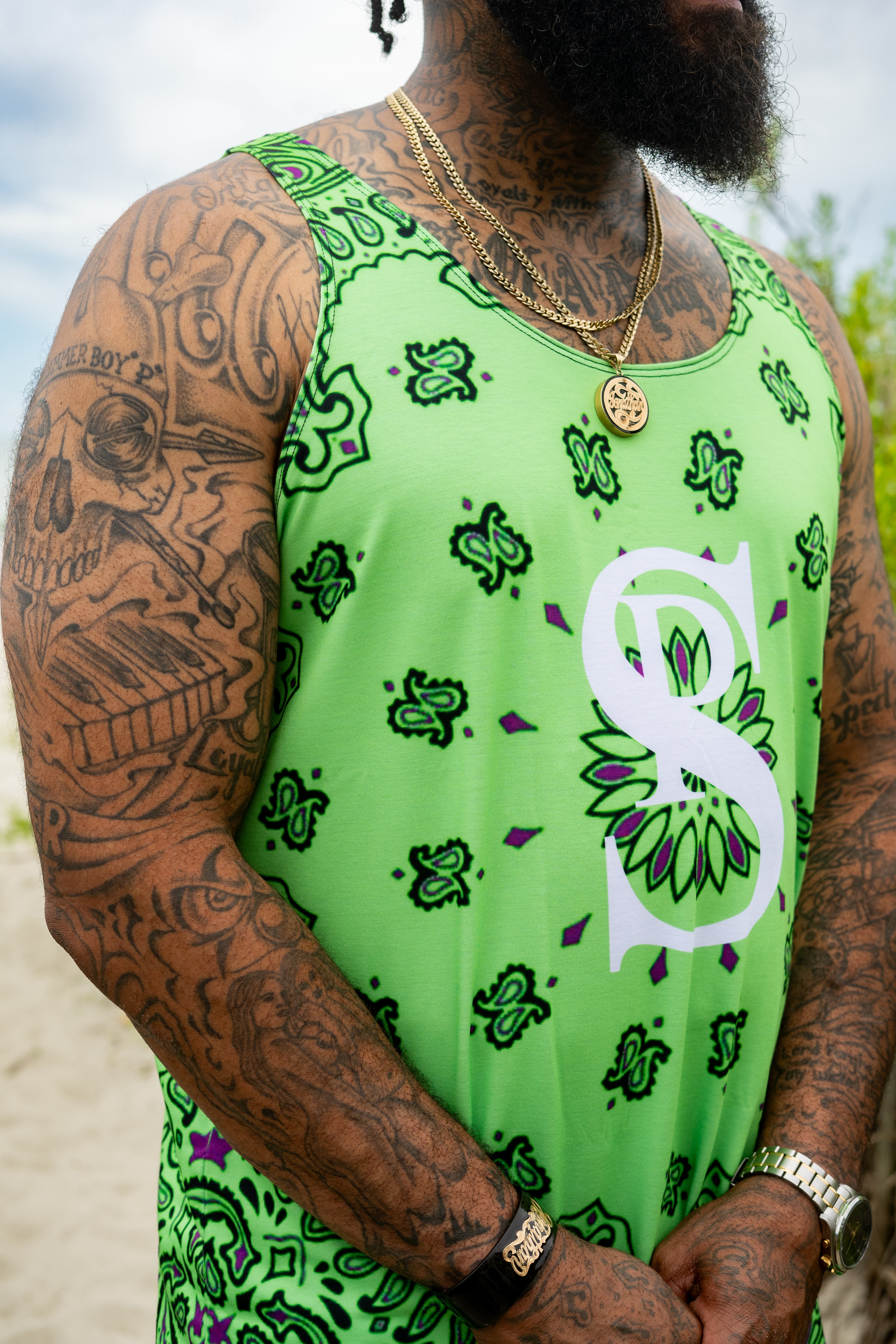 Classic Bandana Swimming Trunks "North Texas Mean Green"
