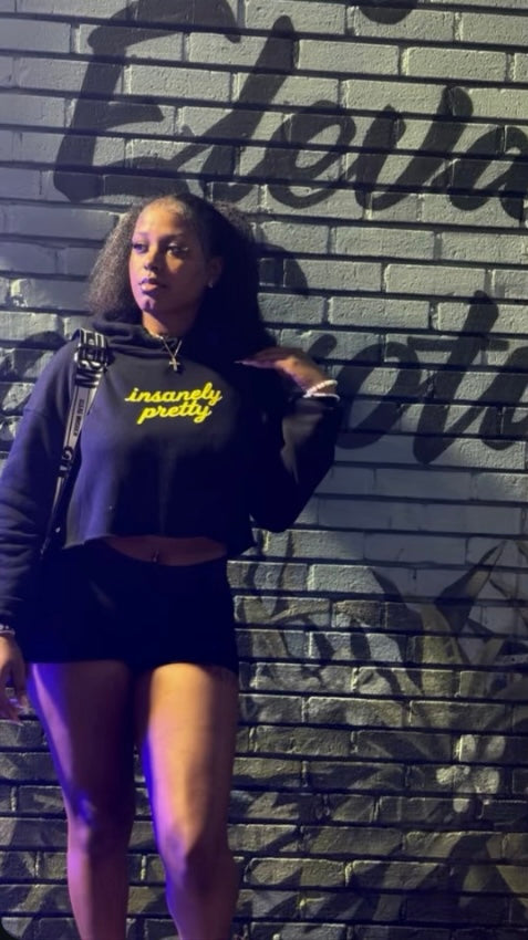 Insanely Pretty Crop Hoodie (Yellow Logo)