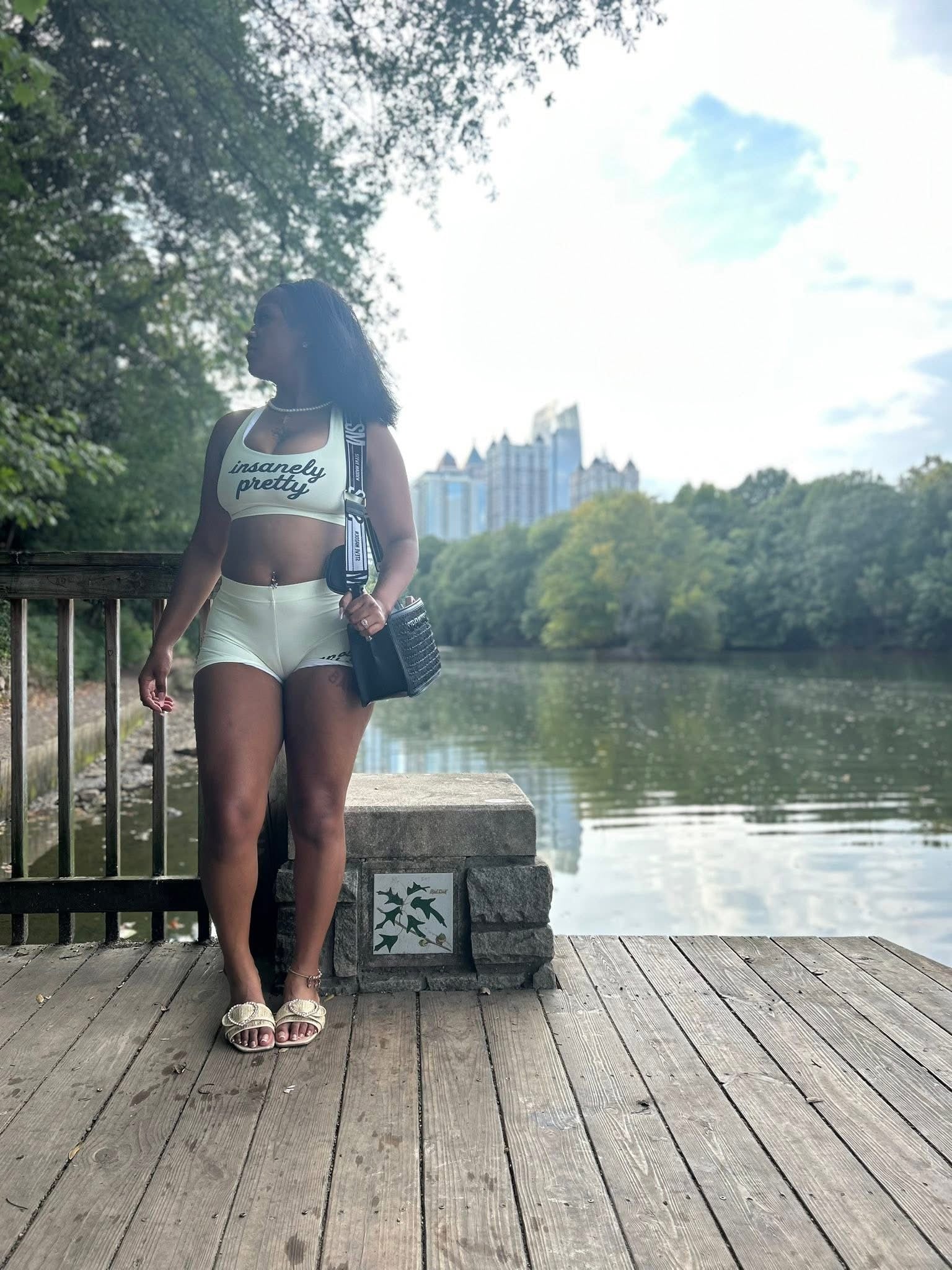 Insanely Pretty Sports Bra (Bikers Short Set) "Crème"