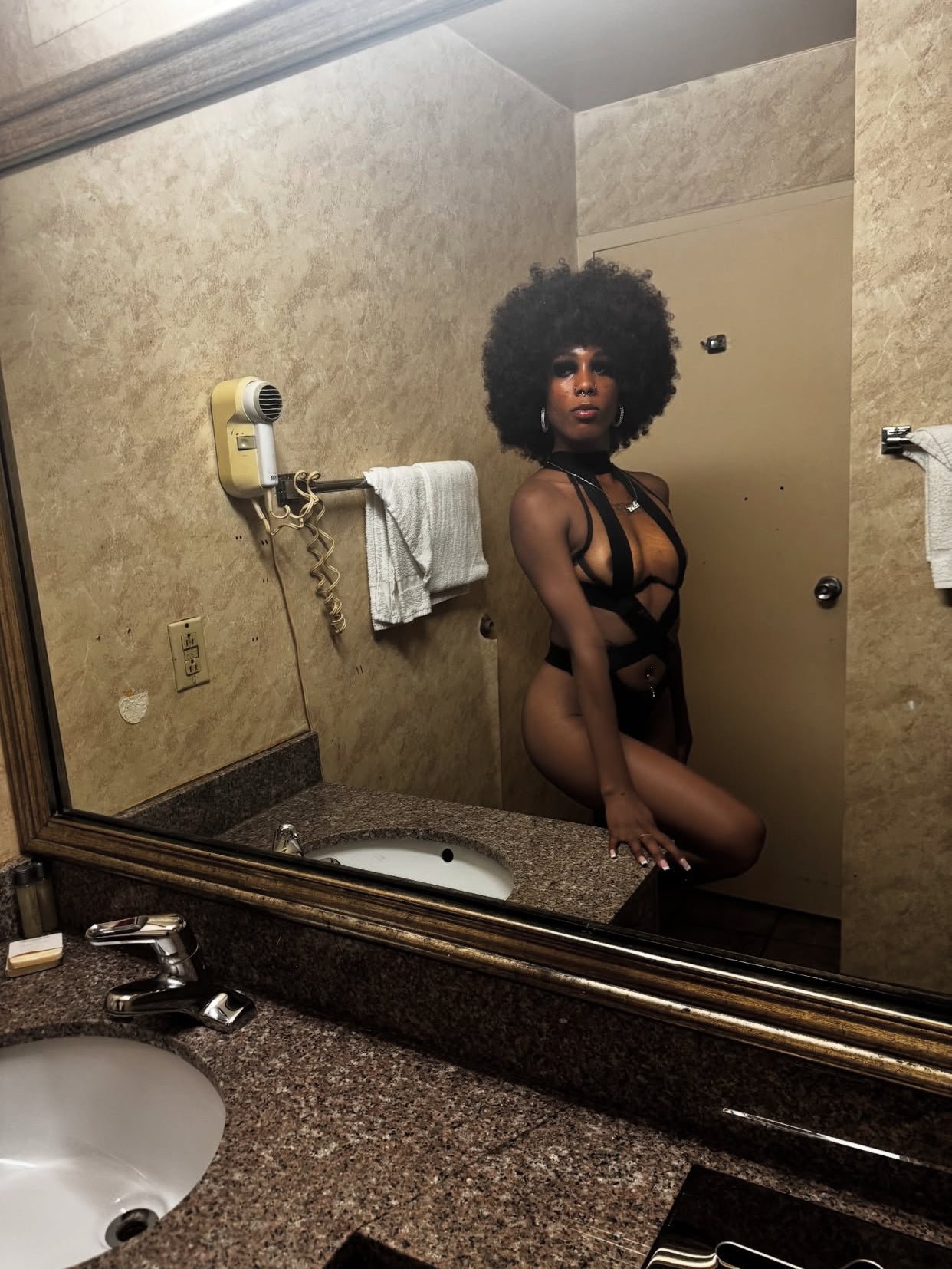 European and American Sexy Strap Neck Splicing Hollow Out Exposed Back Sexy Body Suit