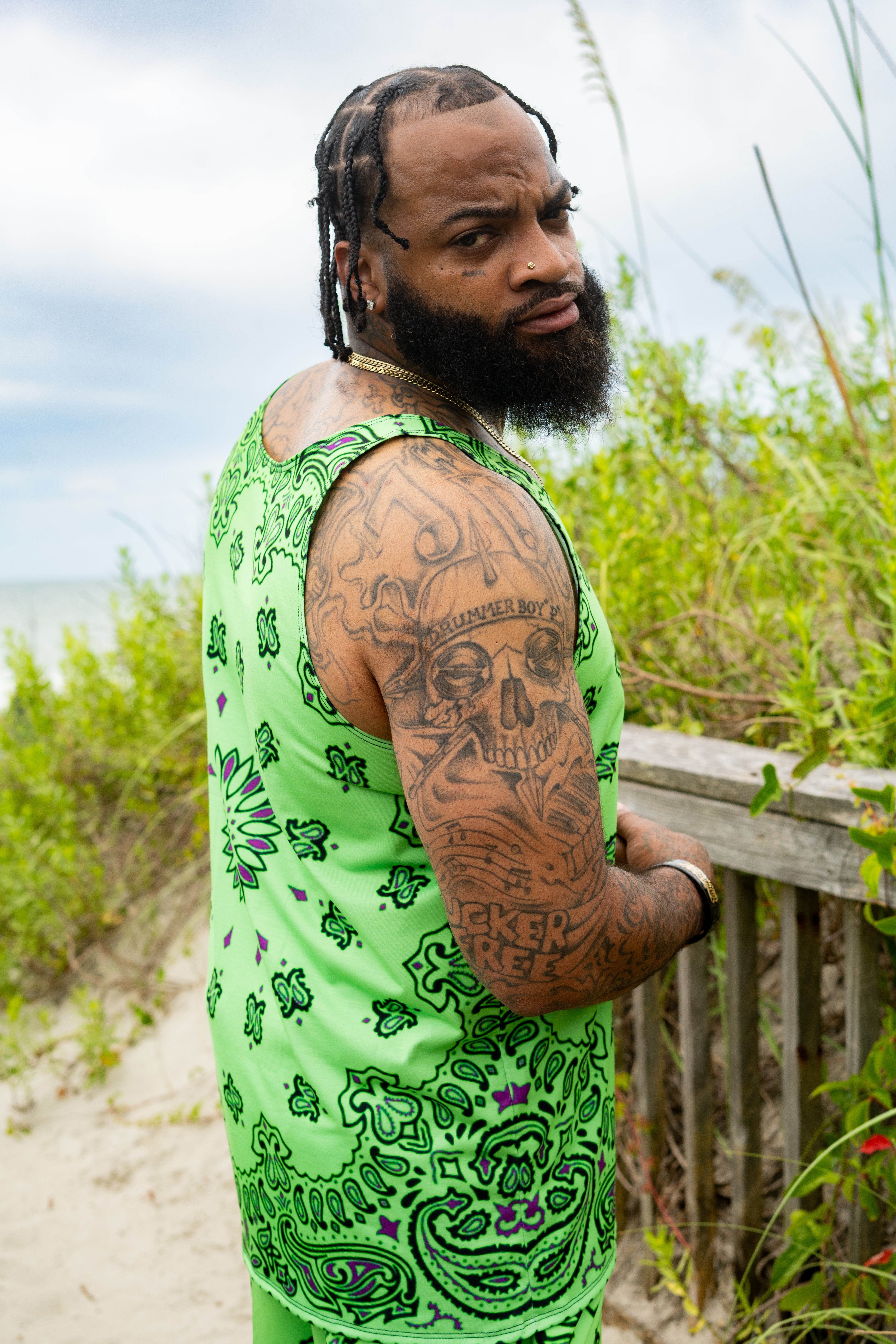 Classic Bandana Swimming Trunks "North Texas Mean Green"