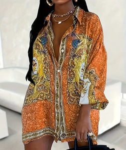 Floral Print Long Sleeve Dress