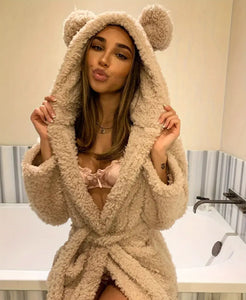 Cozy Plush Women's Hooded Robe