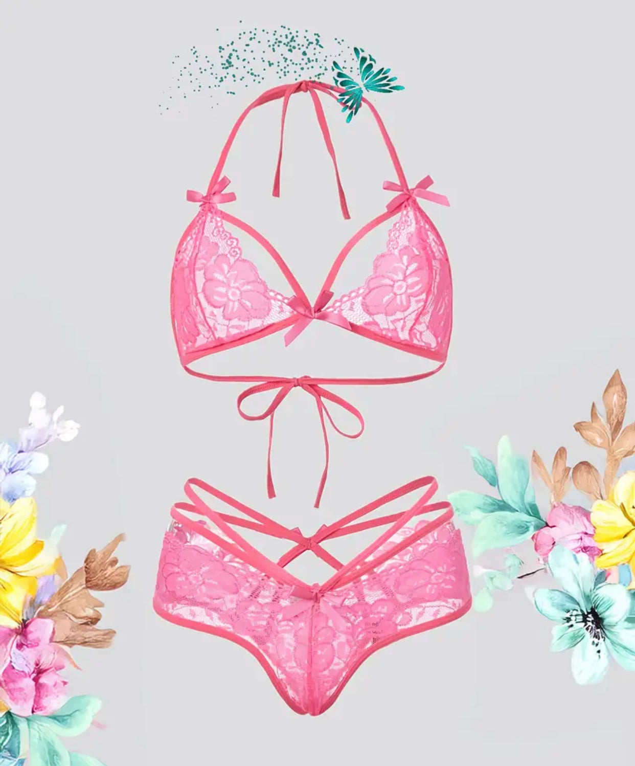 Lace Babydoll 2pcs Sexy Bra And Panties Set