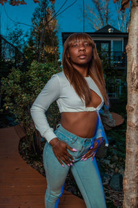 Women Buckle Hollow Cropped Tops