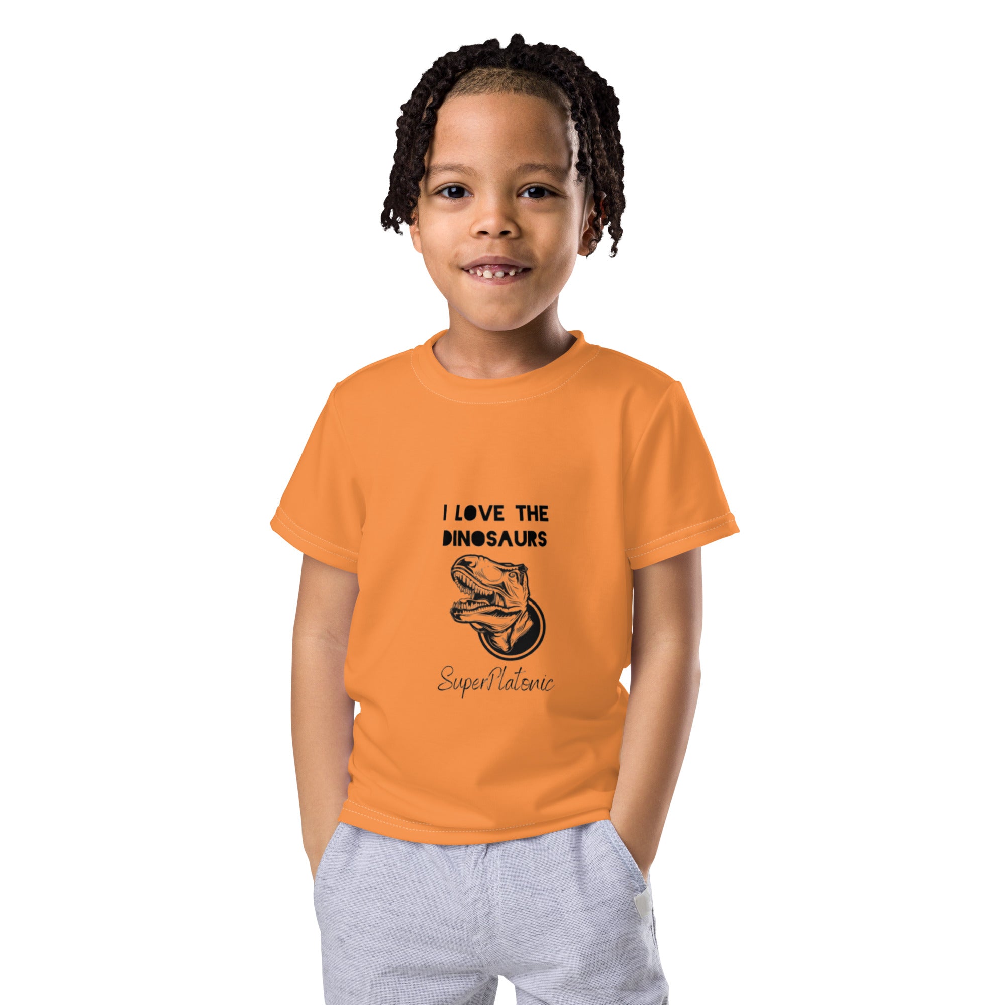 I Love The Dinosaurs Kids Tee "Sea Buckthorn"