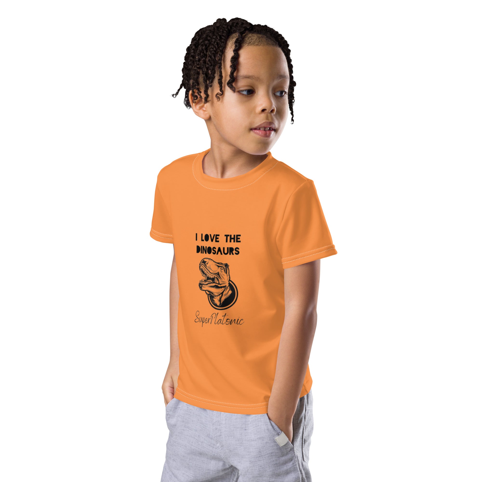 I Love The Dinosaurs Kids Tee "Sea Buckthorn"