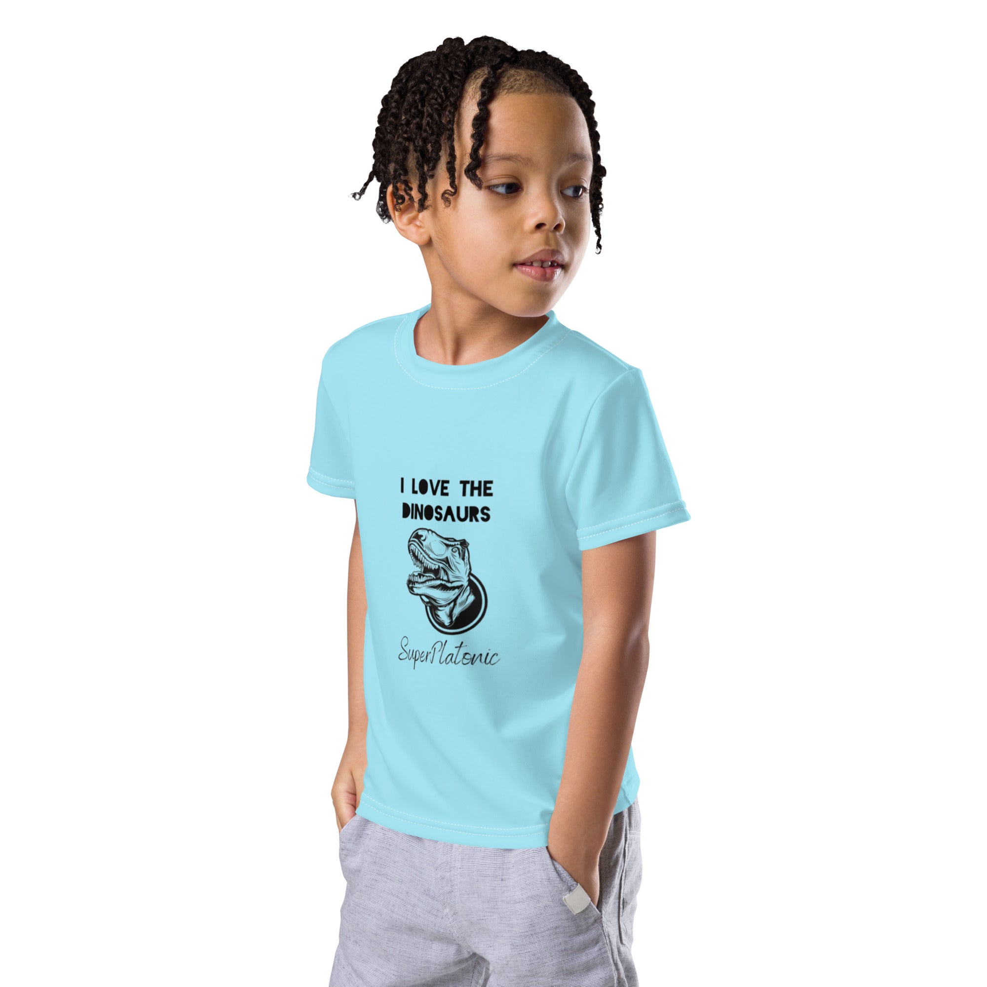 I Love The Dinosaurs Kids Tee "Blizzard Blue"