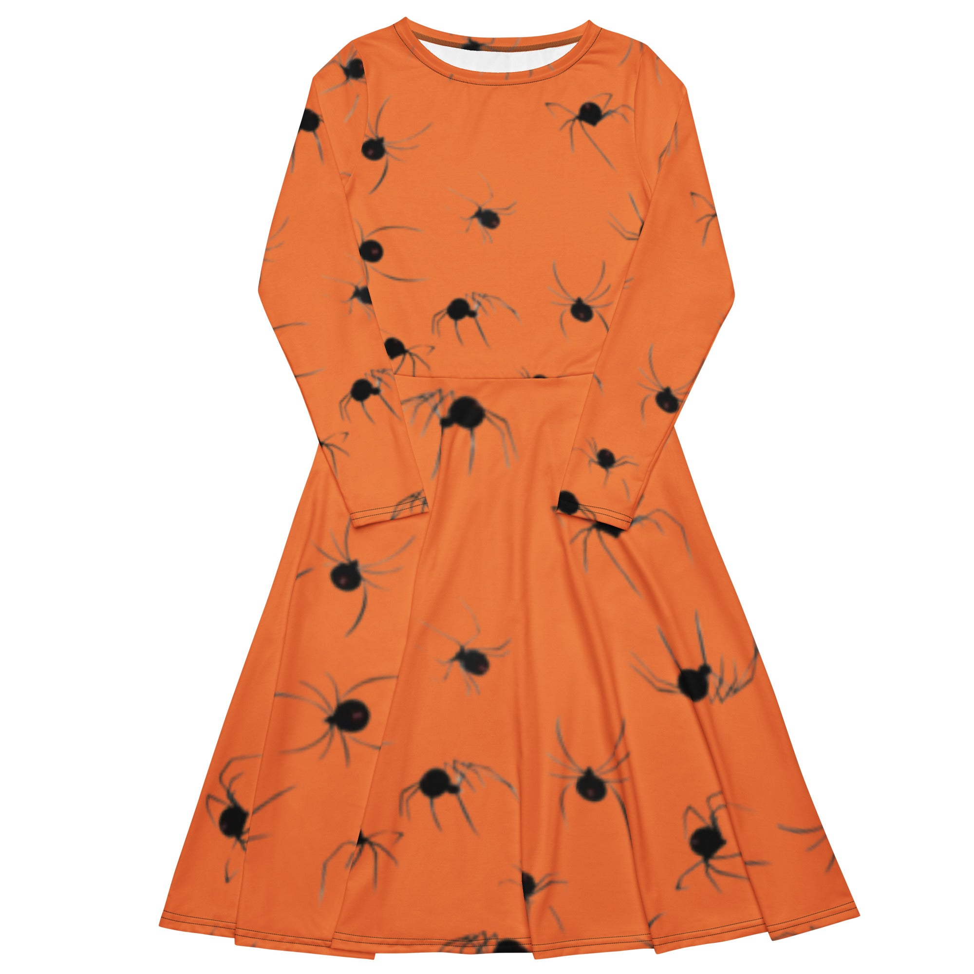 Black Widow Long Sleeve Midi Dress "Orange"