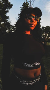 Ari Long Sleeve Crop Top “Black”