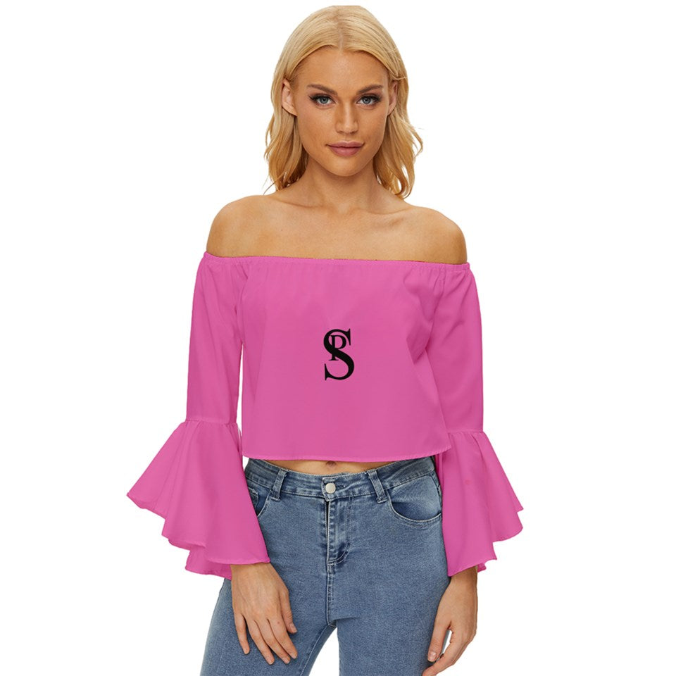 Off Shoulder Flutter Bell Sleeve Top