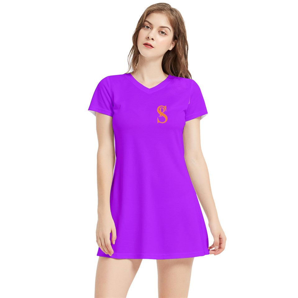 Short Sleeve V-Neck Dress