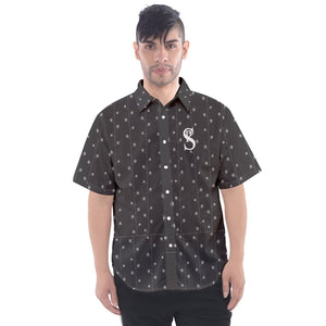 Men's 2 Piece Stretchy Print Outfits: Hipster Short Sleeve Button Down Shirt